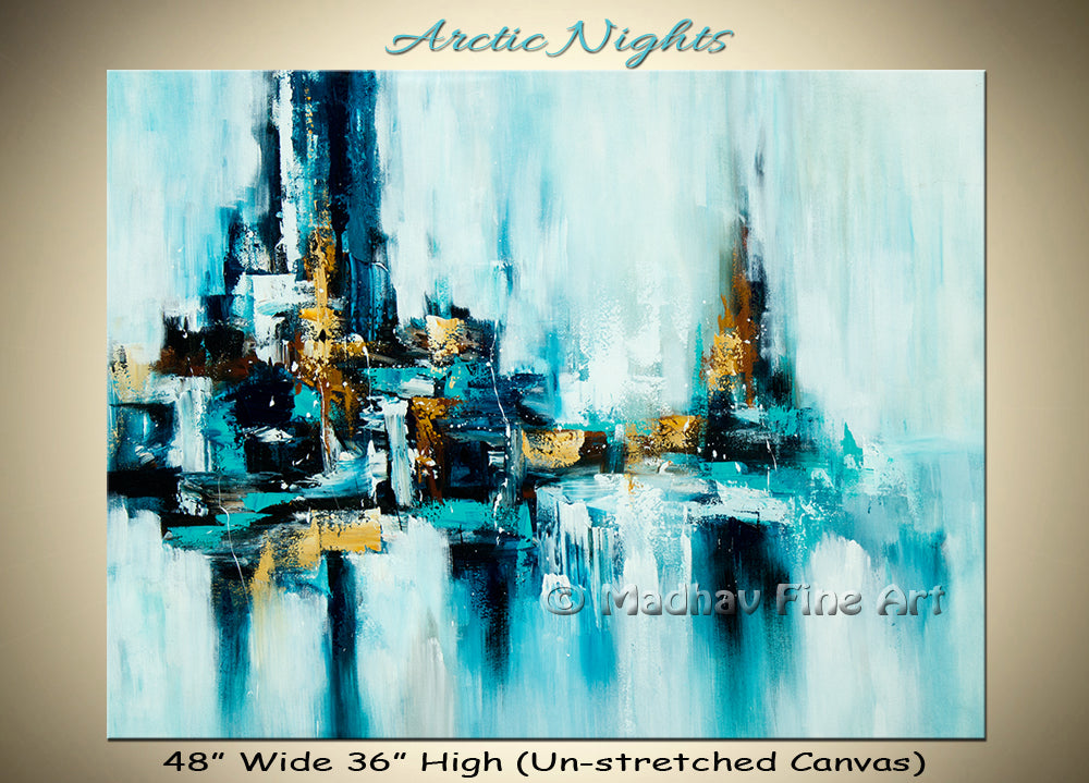 Arctic Nights original abstract painting by Madhav Singh, abstract tones, luxury modern wall art UK