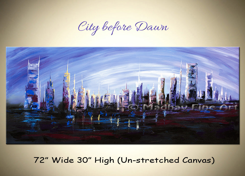 City Before Dawn original abstract painting by Madhav Singh, abstract tones, luxury modern wall art UK
