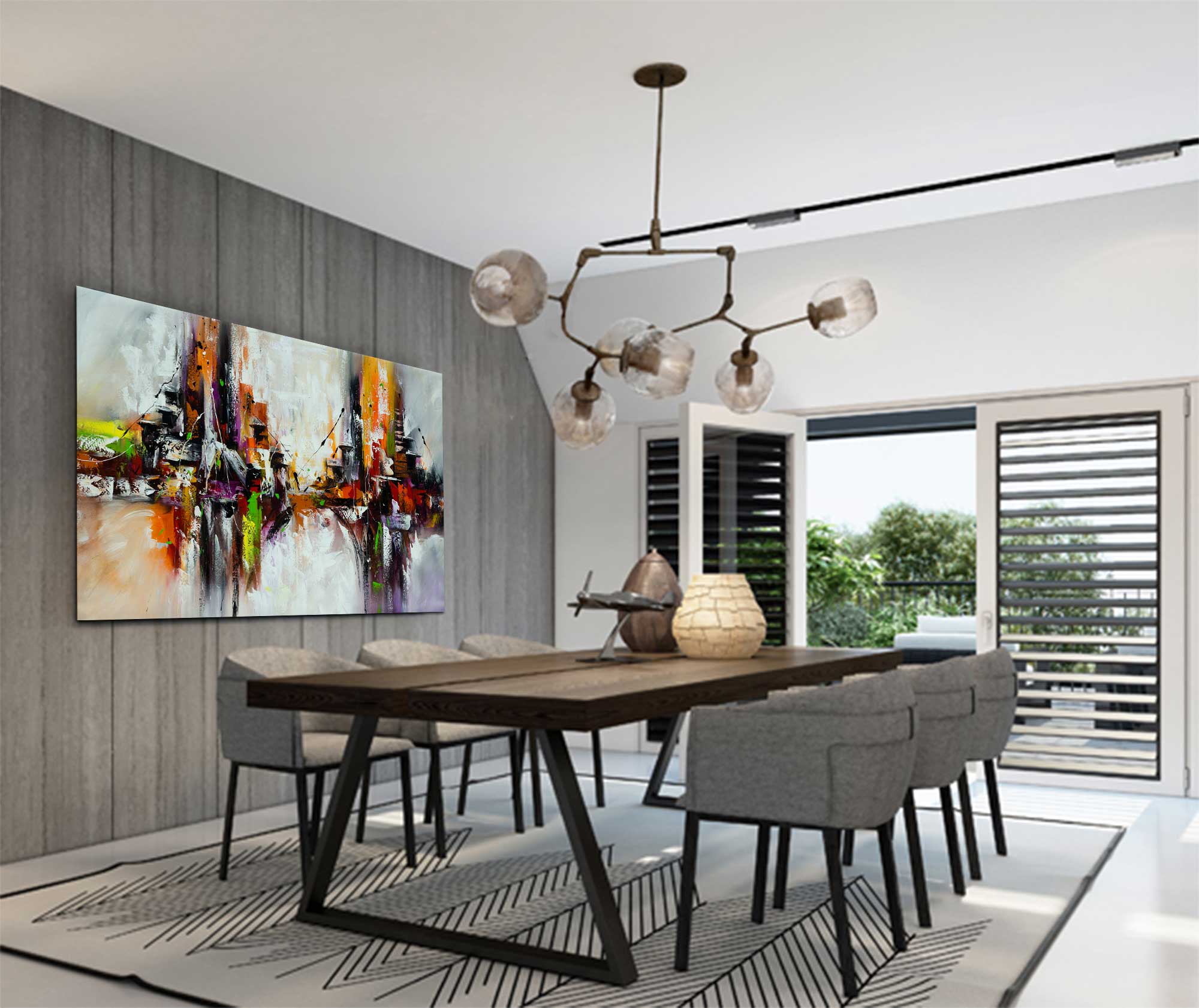 Dancing Duo - Abstract art category - modern dining room side display - gallery wrap style