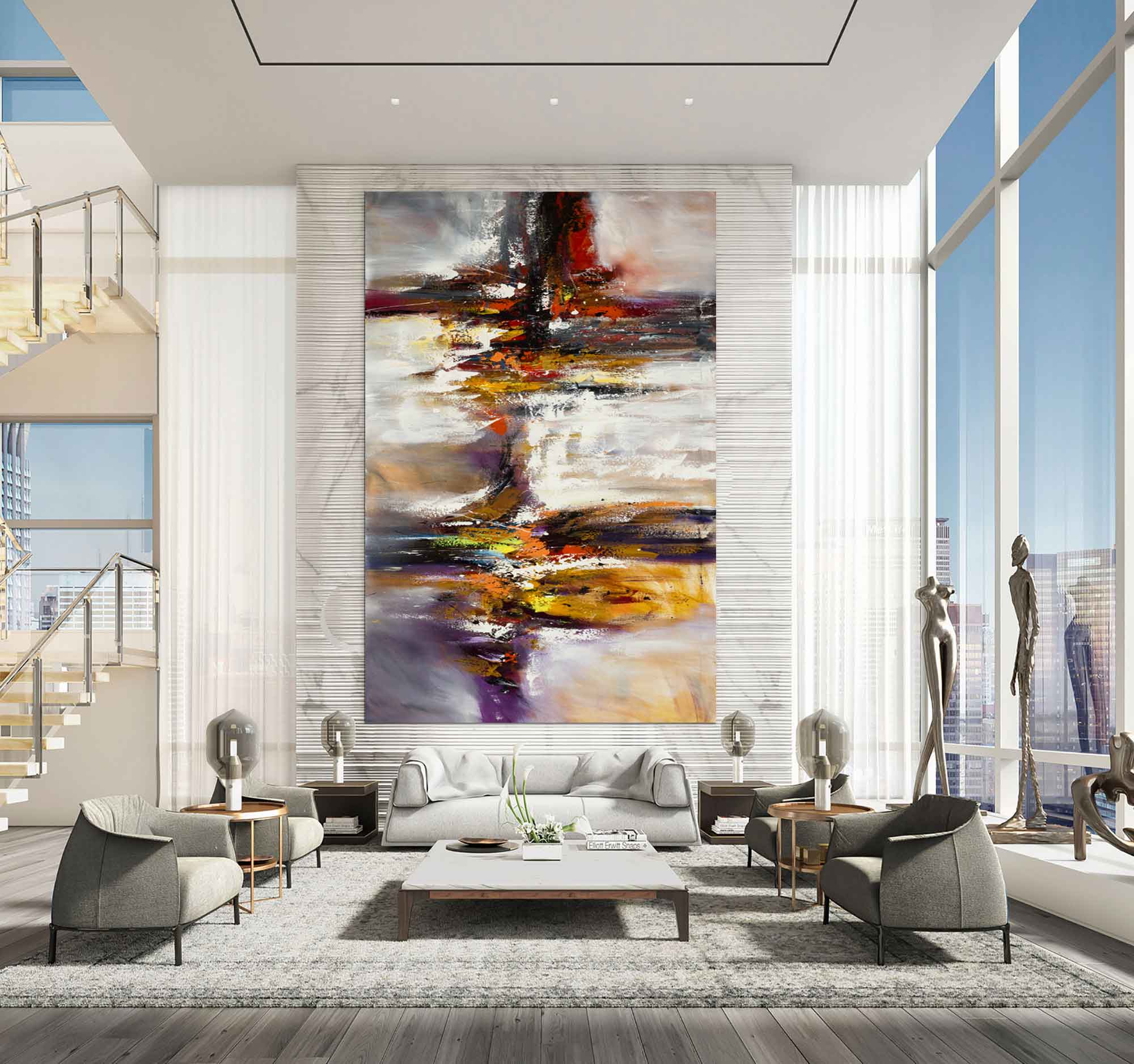Extra large abstract canvas wall art gallery wrapped