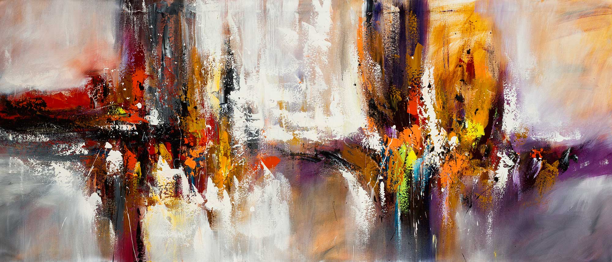 Dancing Together large horizontal abstract canvas painting