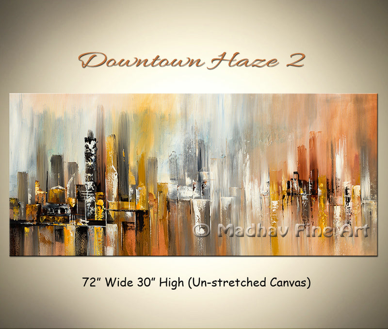 Downtown Haze 2 original abstract painting by Madhav Singh, abstract tones, luxury modern wall art UK