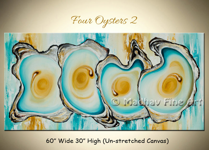 Four Oysters 2 original abstract painting by Madhav Singh, abstract tones, luxury modern wall art UK