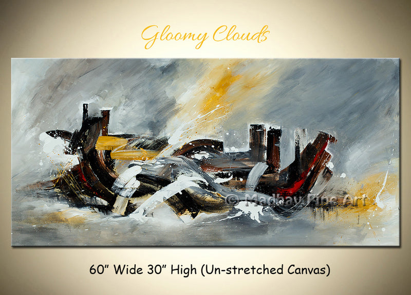 Gloomy Clouds original abstract painting by Madhav Singh, abstract tones, luxury modern wall art UK
