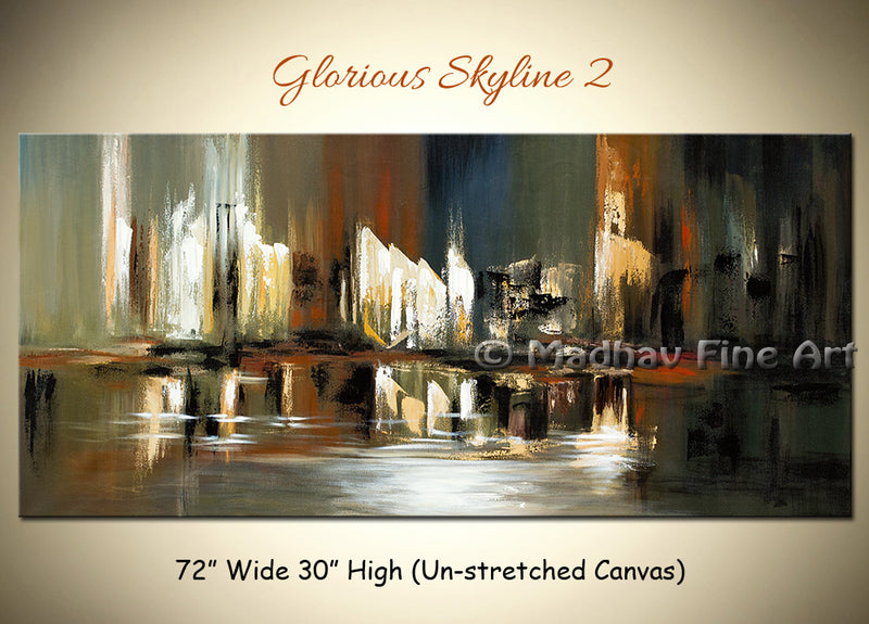 Glorious Skyline 2 original abstract painting by Madhav Singh, abstract tones, luxury modern wall art UK