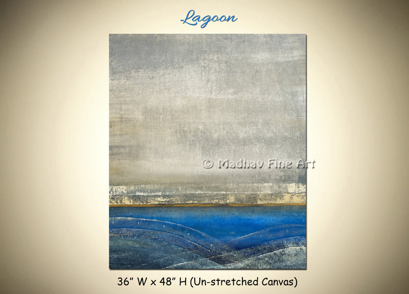 Lagoon original abstract painting by Madhav Singh, abstract tones, luxury modern wall art UK