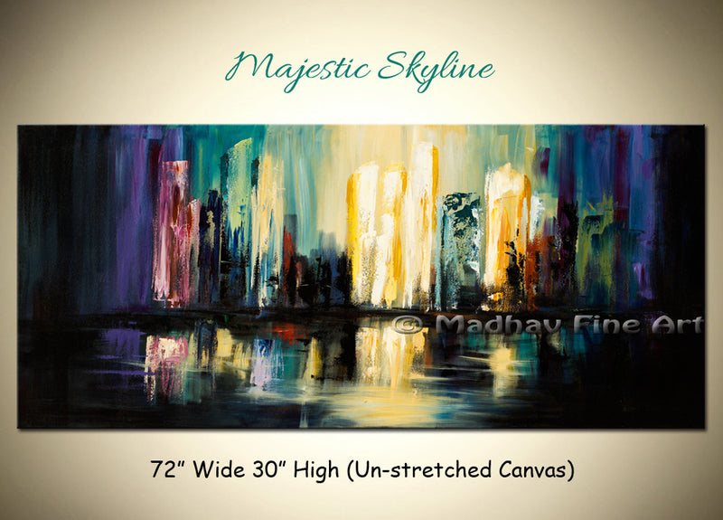 Majestic Skyline original abstract painting by Madhav Singh, abstract tones, luxury modern wall art UK