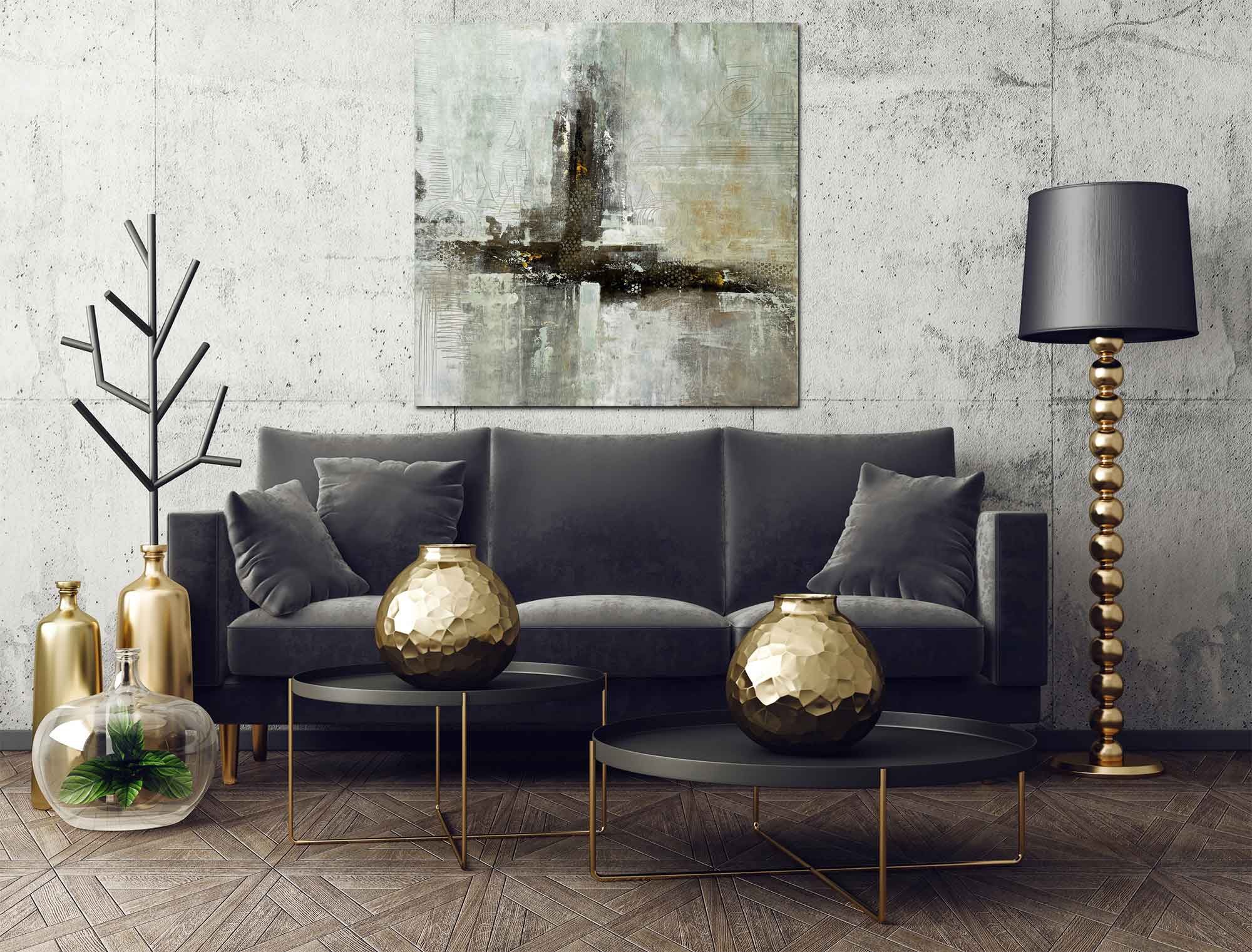 Moss Forest - Abstract art category - Black sofa background - gallery wrap style