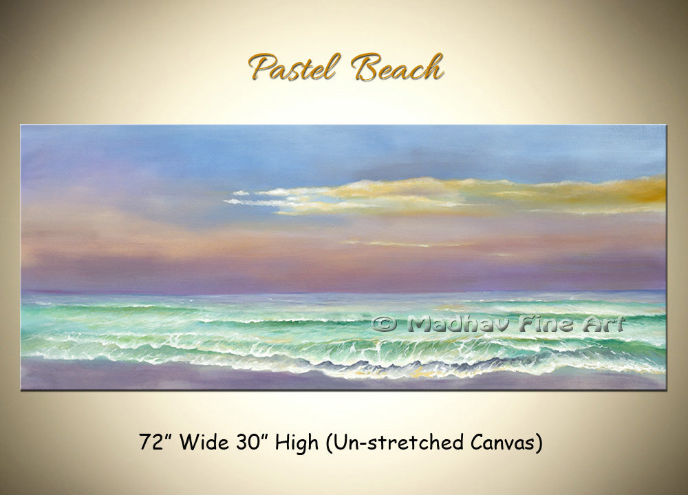 Pastel Beach original abstract painting by Madhav Singh, abstract tones, luxury modern wall art UK