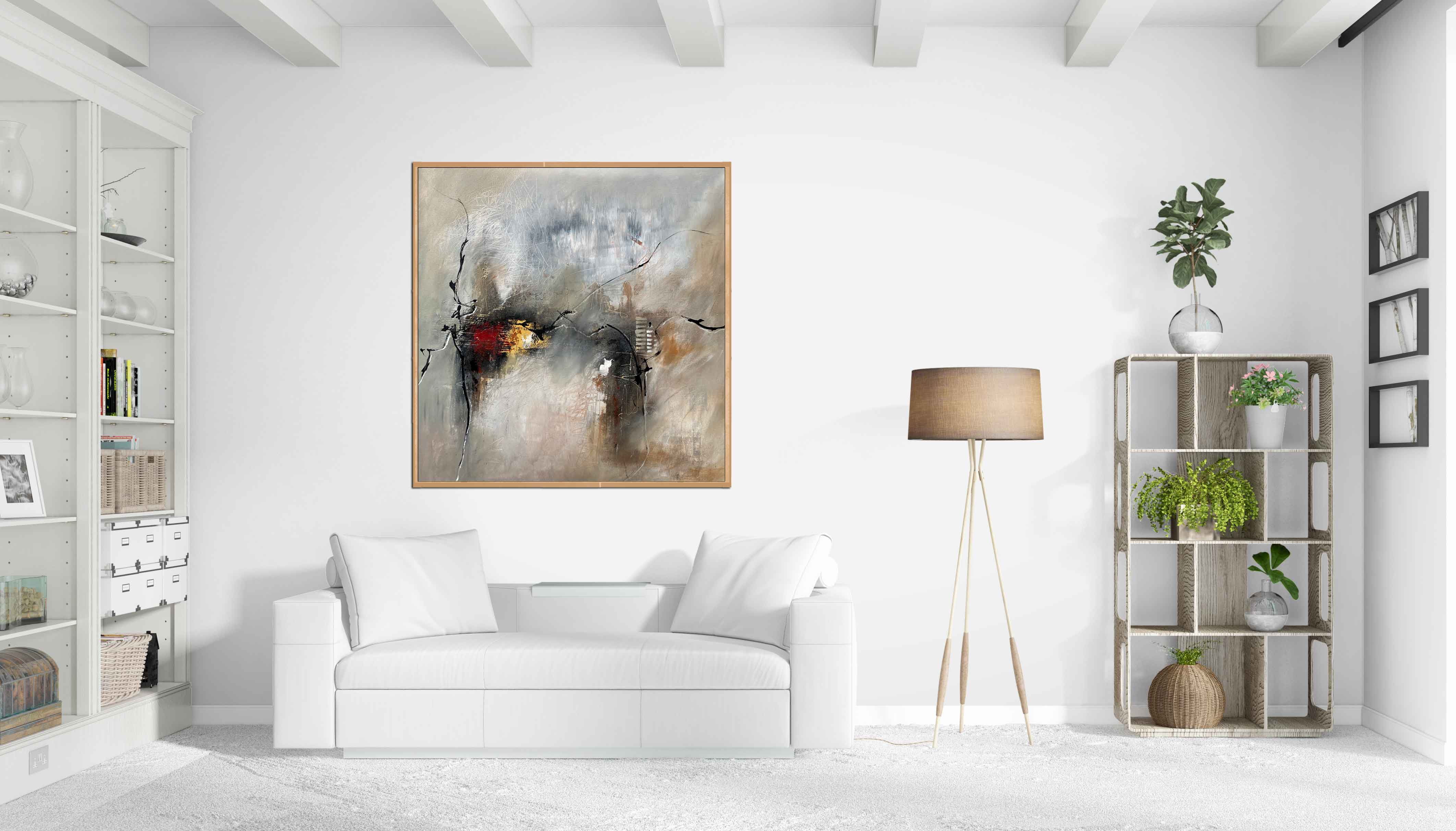 Revelation - Abstract art category - White sofa background - Wooden frame style