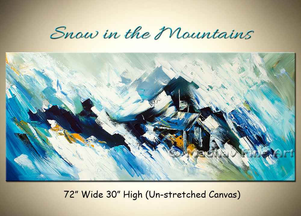 Snow in the Mountains original abstract painting by Madhav Singh, abstract tones, luxury modern wall art UK
