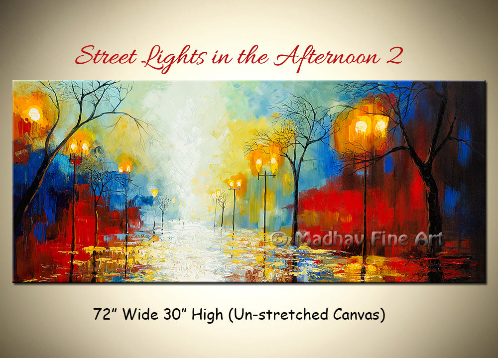 Street Lights in the Afternoon 2 original abstract painting by Madhav Singh, abstract tones, luxury modern wall art UK