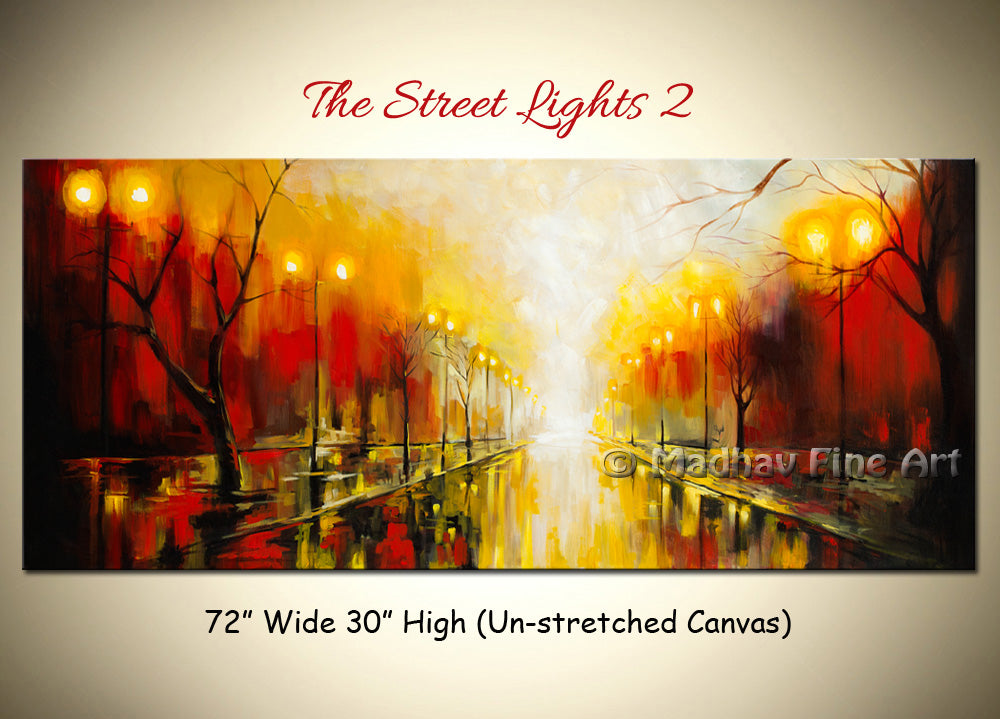 The Street Lights 2 original abstract painting by Madhav Singh, abstract tones, luxury modern wall art UK