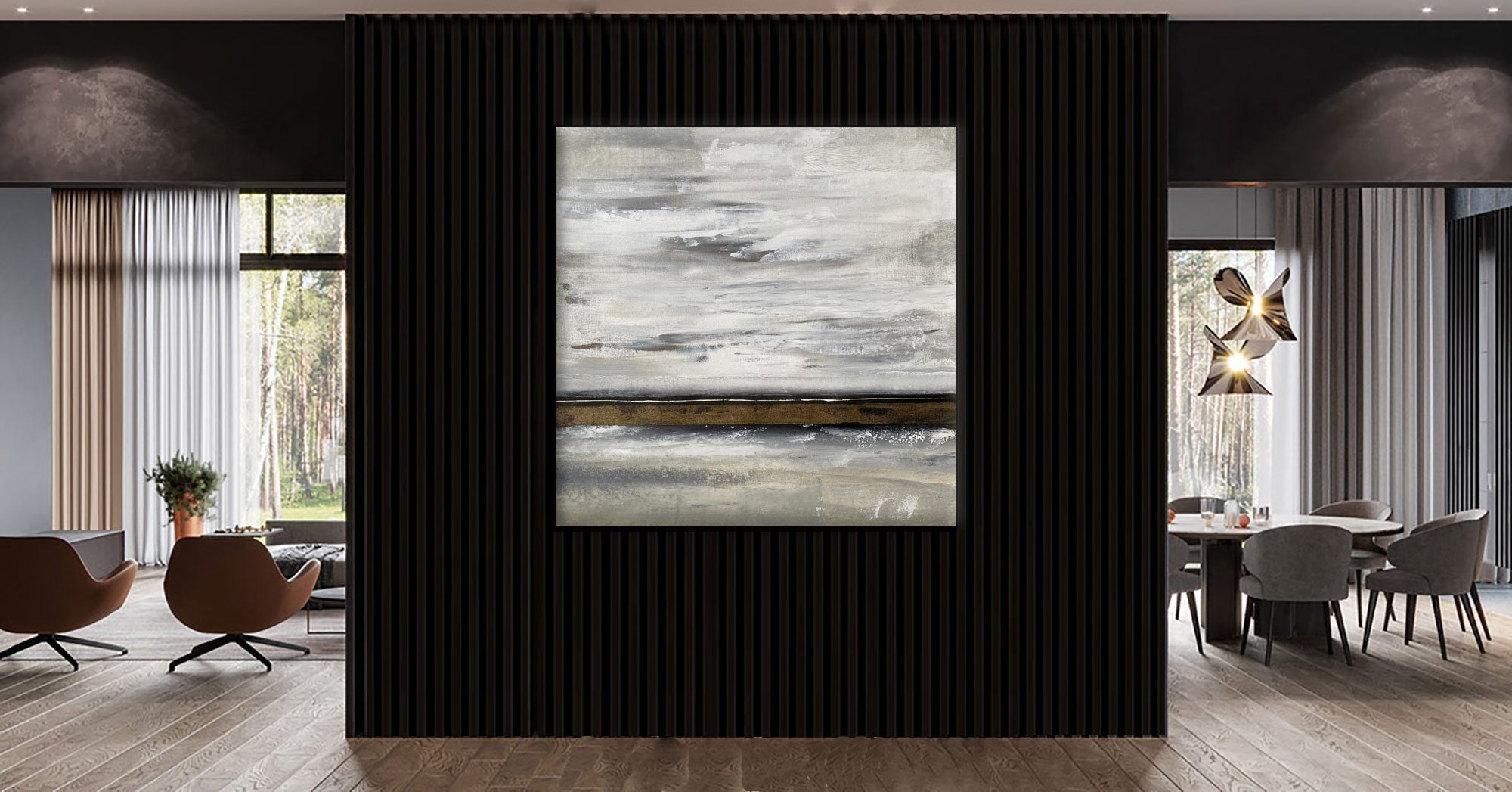 Winter Field - Abstract art category - modern lights background - gallery wrap style