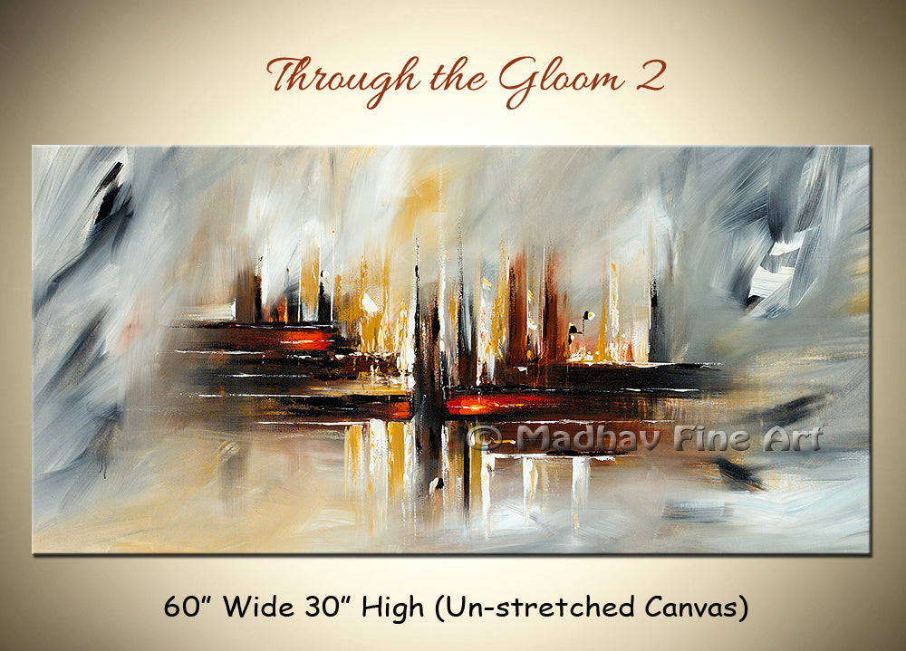 Through the Gloom 2 original abstract painting by Madhav Singh, abstract tones, luxury modern wall art UK