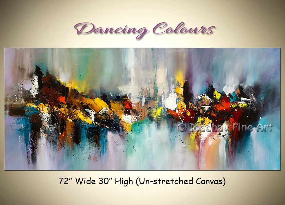 Dancing Colours original abstract painting by Madhav Singh, abstract tones, luxury modern wall art UK