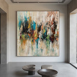 Distant Gathering – Textured Multicolour Abstract Painting