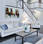 Autumn 3 - Abstract art category - large wall living room side view - metal frame