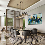 Bridge and the City - Cityscape art category - modern dining room background - black frame