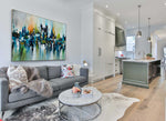 Bridge and the City - Cityscape art category - open plan living room side display - metal frame