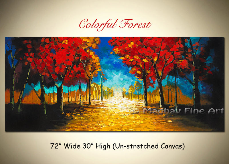 Colorful Forest original abstract painting by Madhav Singh, abstract tones, luxury modern wall art UK