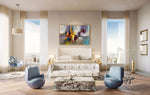 Colour Storm 2 - Abstract art category - luxury bedroom room display - golden frame style