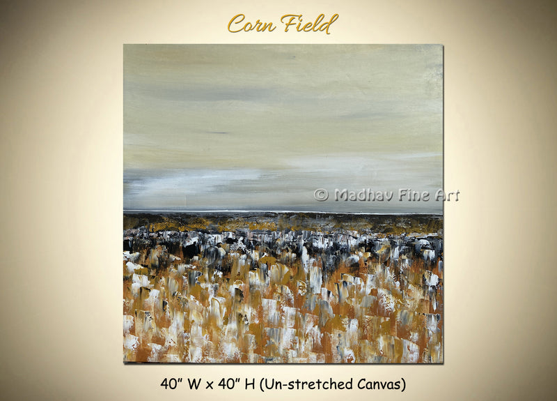 Corn Field original abstract painting by Madhav Singh, multicolor tones, luxury modern wall art UK