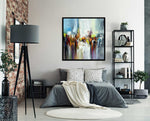 Dancing Colours 2 - Abstract art category - modern bedroom display - black frame
