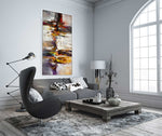 Large abstract wall art side view in modern living room