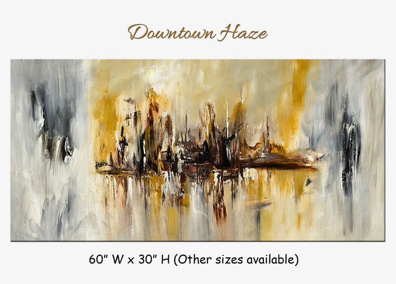Downtown Haze original abstract painting by Madhav Singh, abstract tones, luxury modern wall art UK