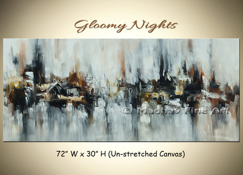 Gloomy Nights original abstract painting by Madhav Singh, abstract tones, luxury modern wall art UK