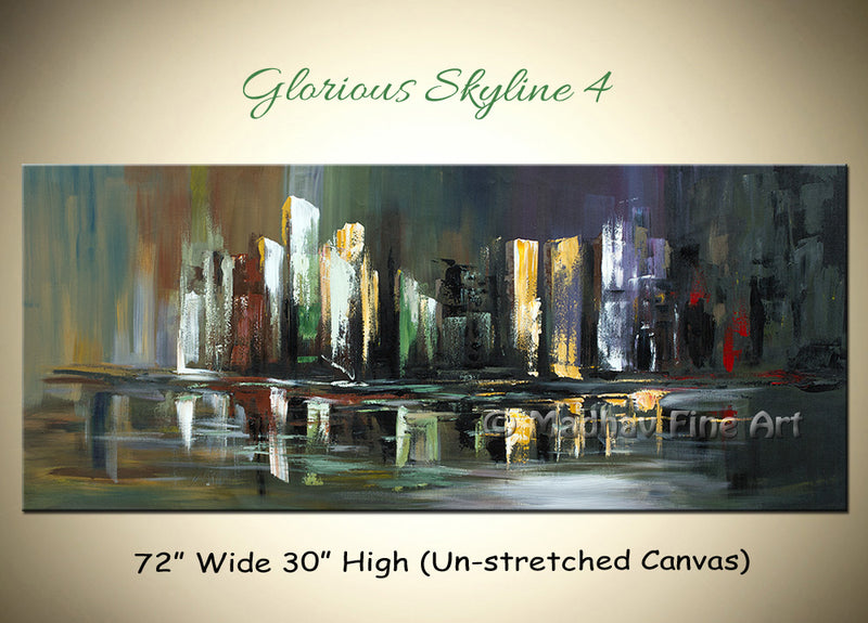 Glorious Skyline 4 original abstract painting by Madhav Singh, abstract tones, luxury modern wall art UK