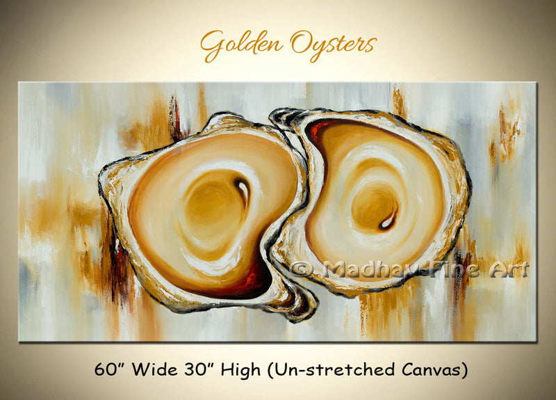 Golden Oysters original abstract painting by Madhav Singh, abstract tones, luxury modern wall art UK