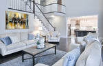 Hazy Downtown - Cityscape art category - large wall living room side display - wooden frame style