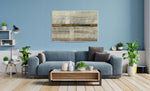 Hidden Treasure - Abstract art category - Blue sofa background - white frame style