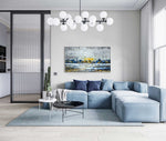 Hope - Abstract art category - Blue sofa background - white frame style