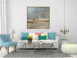 Quietness - Abstract art category - White sofa background - Golden frame style