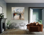 Revelation - Abstract art category - Modern brown sofa background - white frame style
