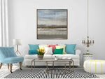Spring Field - Abstract art category - White sofa background - Golden frame style