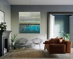 Summer Rain - Abstract art category - Modern brown sofa background - white frame style