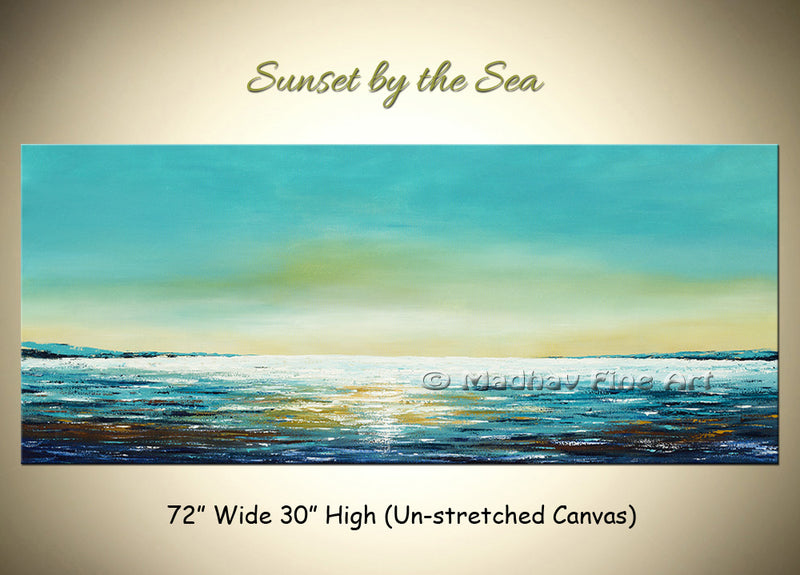 Sunset by the Sea original abstract painting by Madhav Singh, abstract tones, luxury modern wall art UK