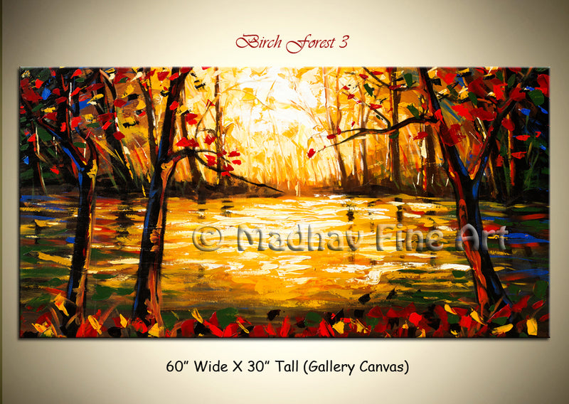 Birch Forest 3 original abstract painting by Madhav Singh, abstract tones, luxury modern wall art UK