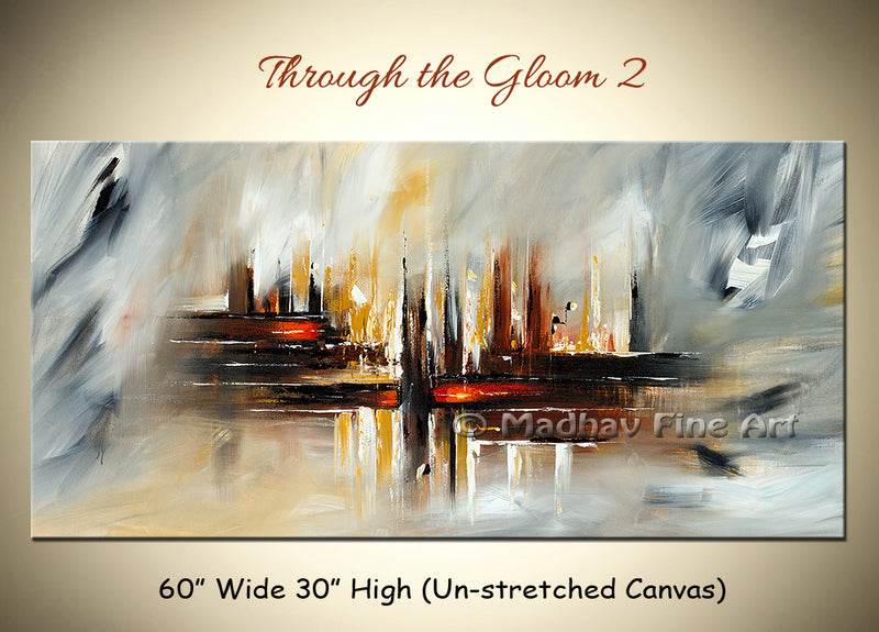 Through the Gloom 2 original abstract painting by Madhav Singh, abstract tones, luxury modern wall art UK